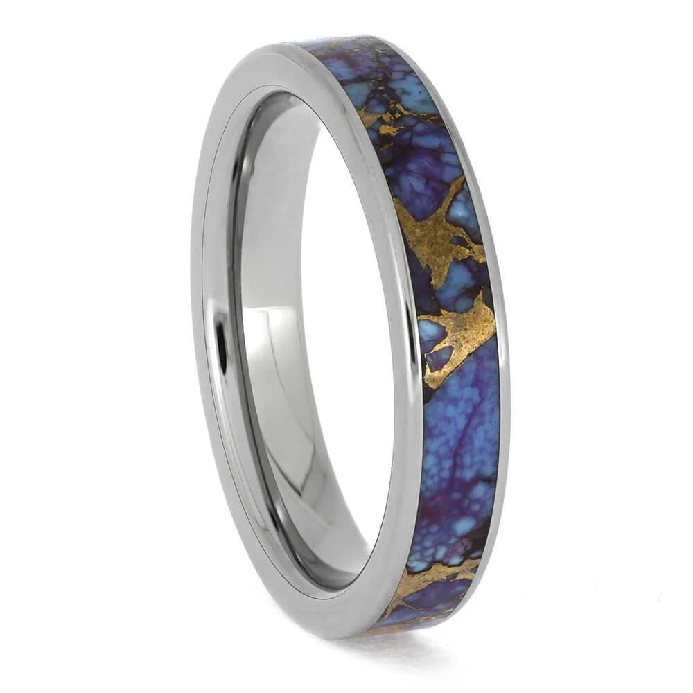 Titanium Ring With Lava Turquoise Mosaic Inlay 4 Titanium Ring With Lava Turquoise Mosaic Inlay - Image 2
