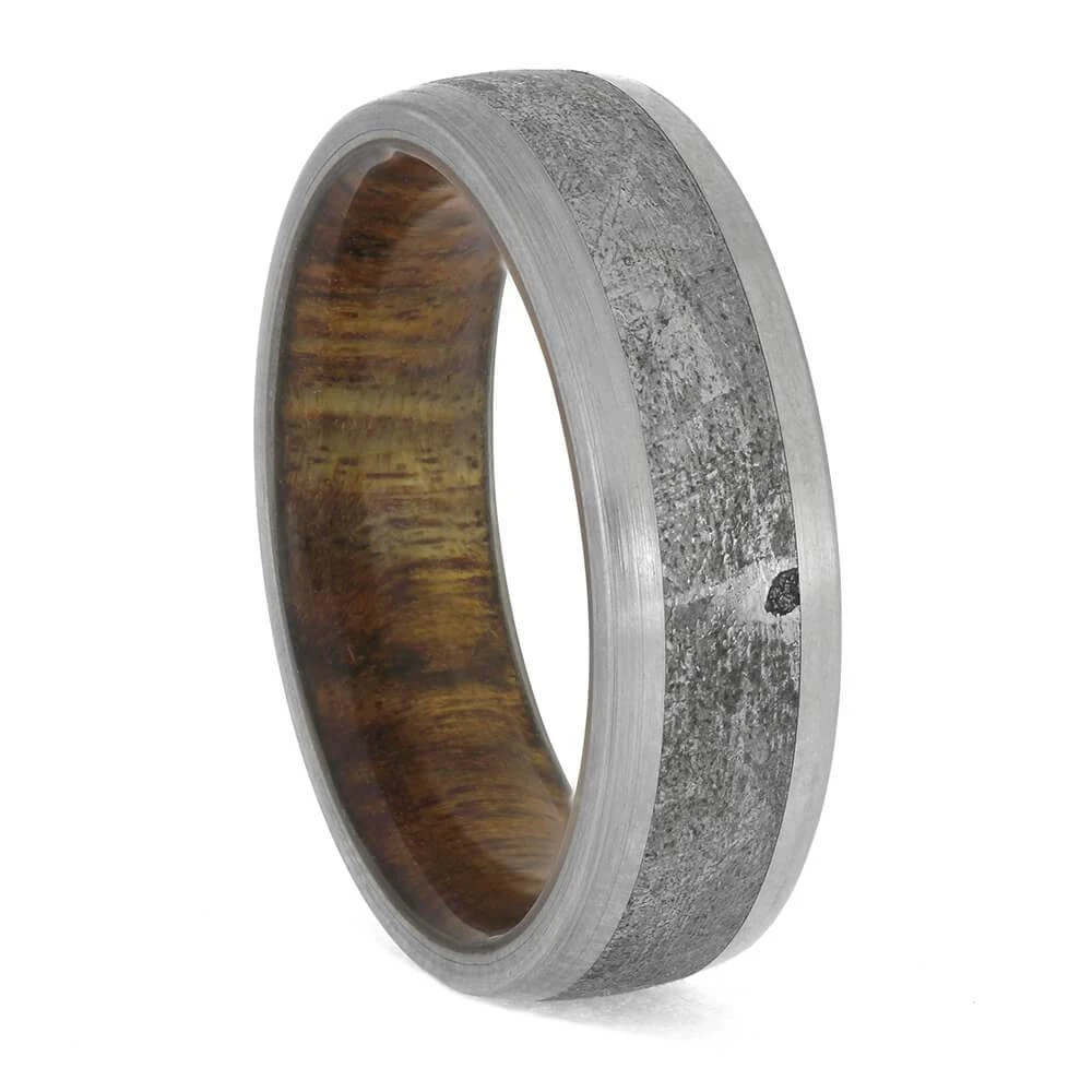 Genuine Meteorite Ring With Exotic Wood Sleeve 3 Genuine Meteorite Ring With Exotic Wood Sleeve