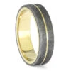 Meteorite-Edged Yellow Gold Ring With Pinstripe 1 Meteorite-Edged Yellow Gold Ring With Pinstripe -Johan Jewelry Shop ERS12629