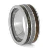 Whiskey Wood, Dinosaur Bone, And Meteorite Men's Ring -Johan Jewelry Shop ERS12648