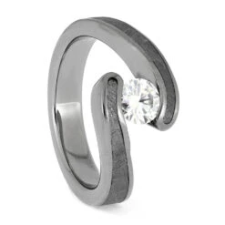 Unique Moissanite Solitaire Engagement Ring, Tension Set