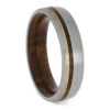 Wood Ring With Yellow Gold Accent In Titanium -Johan Jewelry Shop ERS12669