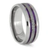 Purple Burl Wood And Meteorite Inlaid In Titanium -Johan Jewelry Shop ERS12714