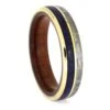 Lapis Lazuli And Meteorite Ring With Gold Accents And Wood Sleeve