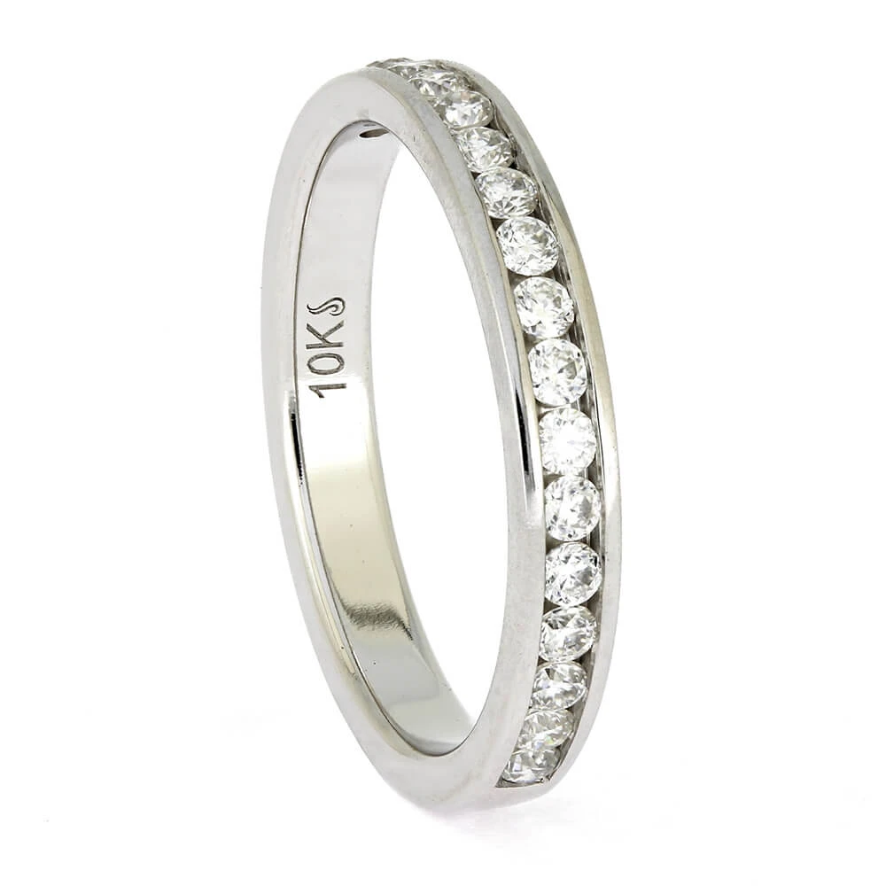 Moissanite Half Eternity Women's Ring In White Gold 3 Moissanite Half Eternity Women's Ring In White Gold