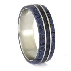 Platinum Ring With Blue Mokume And Crushed Sapphire