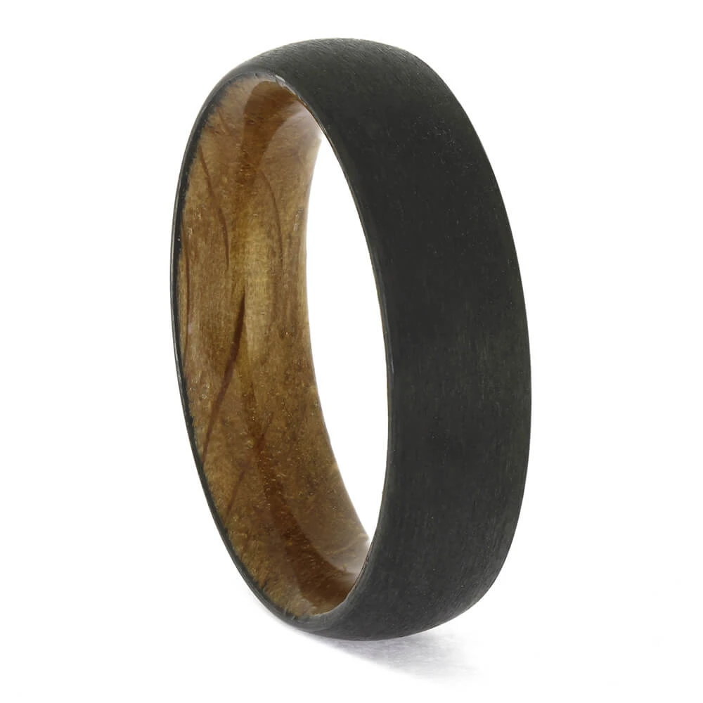 Whiskey Wood Sleeved Ring With Black Zirconium Overlay 3 Whiskey Wood Sleeved Ring With Black Zirconium Overlay