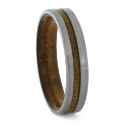 Kauri Wood Wedding Band In Brushed Titanium