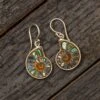 Abalone-Inlaid Ammonite Earrings Set In Sterling Silver 2 Abalone-Inlaid Ammonite Earrings Set In Sterling Silver -Johan Jewelry Shop ERSSB0166Art 1