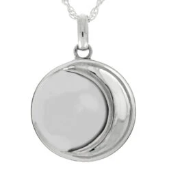 Silver Moon Phase Pendant With Mother Of Pearl 8 Silver Moon Phase Pendant With Mother Of Pearl -Johan Jewelry Shop ERSSB0167 2
