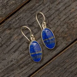 Oval Earrings With Lapis Lazuli In Silver