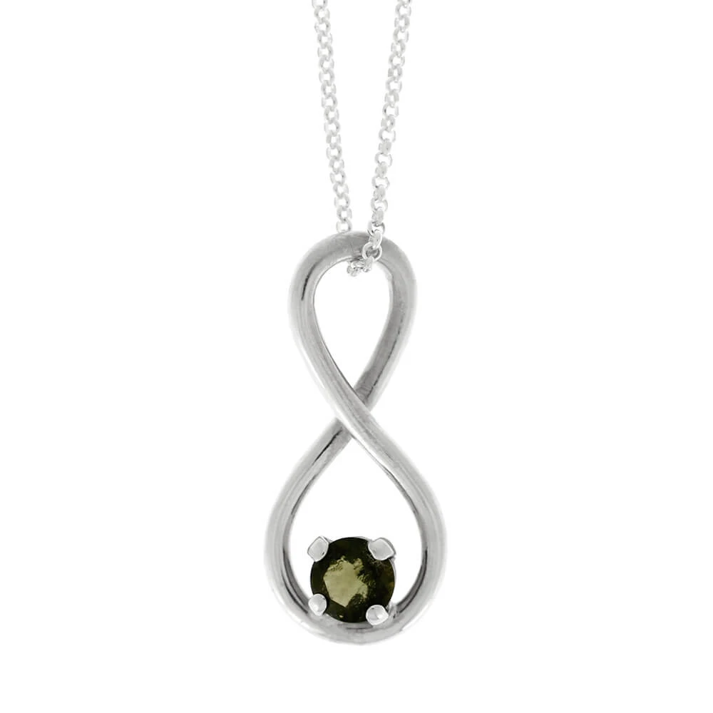 Moldavite Infinity Necklace With Adjustable Silver Chain 4 Moldavite Infinity Necklace With Adjustable Silver Chain - Image 2