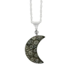 Fossilized Coral Moon Necklace In Silver -Johan Jewelry Shop ERSSB0173 1