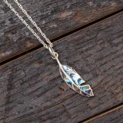 Abalone And Silver Feather Necklace