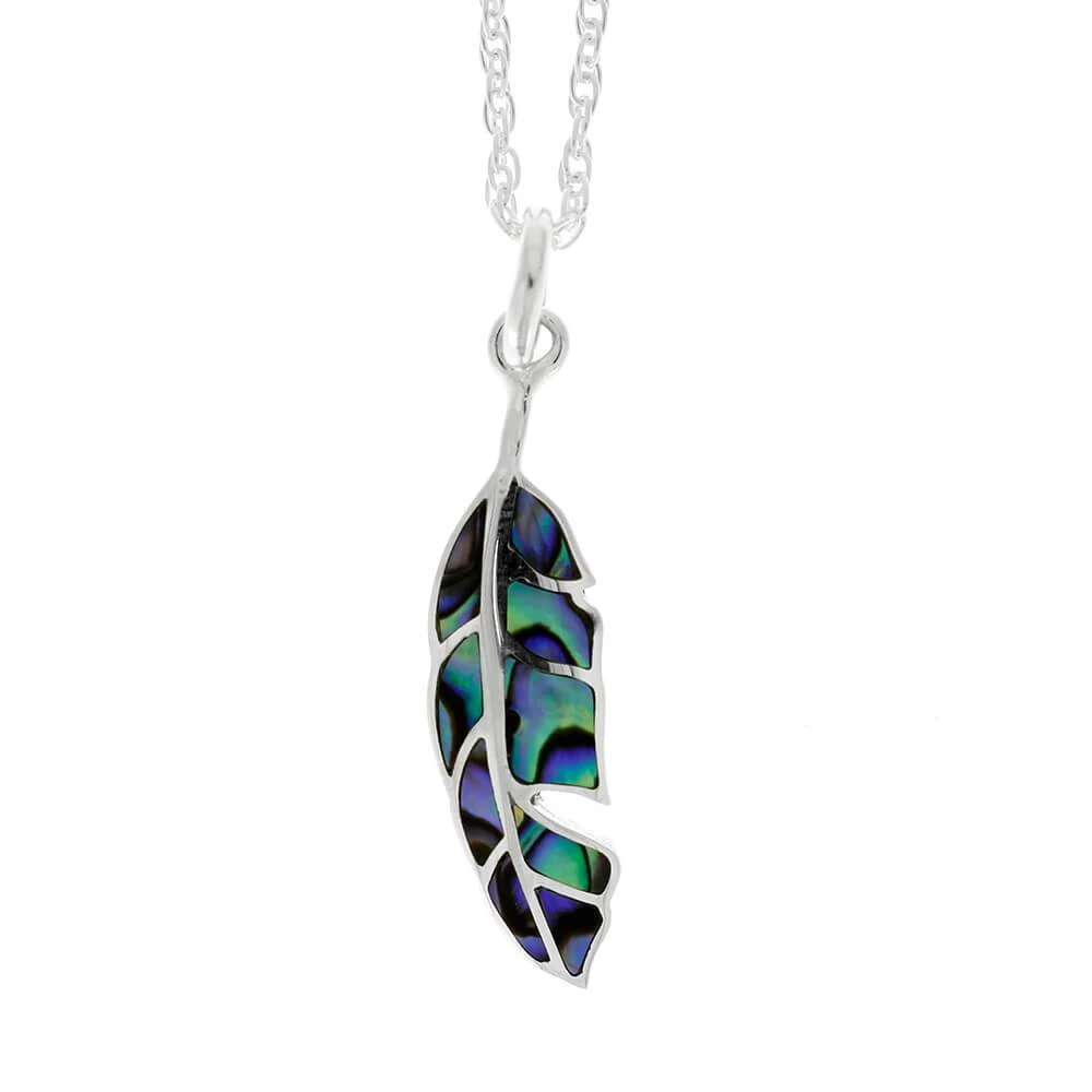 Abalone And Silver Feather Necklace 4 Abalone And Silver Feather Necklace - Image 2