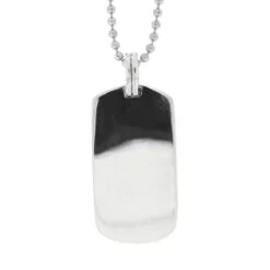 Silver Dog Tag Necklace With Dinosaur Bone Inlay -Johan Jewelry Shop ERSSB0183 2