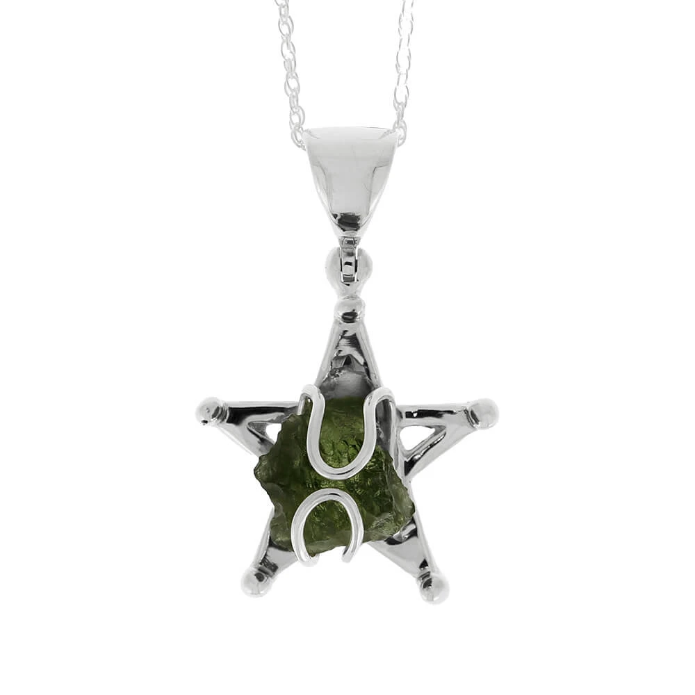 Star Necklace With Moldavite, In Stock 4 Star Necklace With Moldavite, In Stock - Image 2