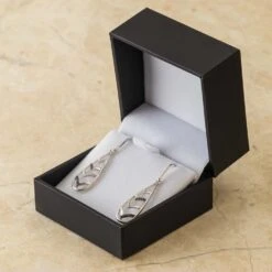 Black & White Diamond Teardrop Earrings -Johan Jewelry Shop ESHEF074655Art 2