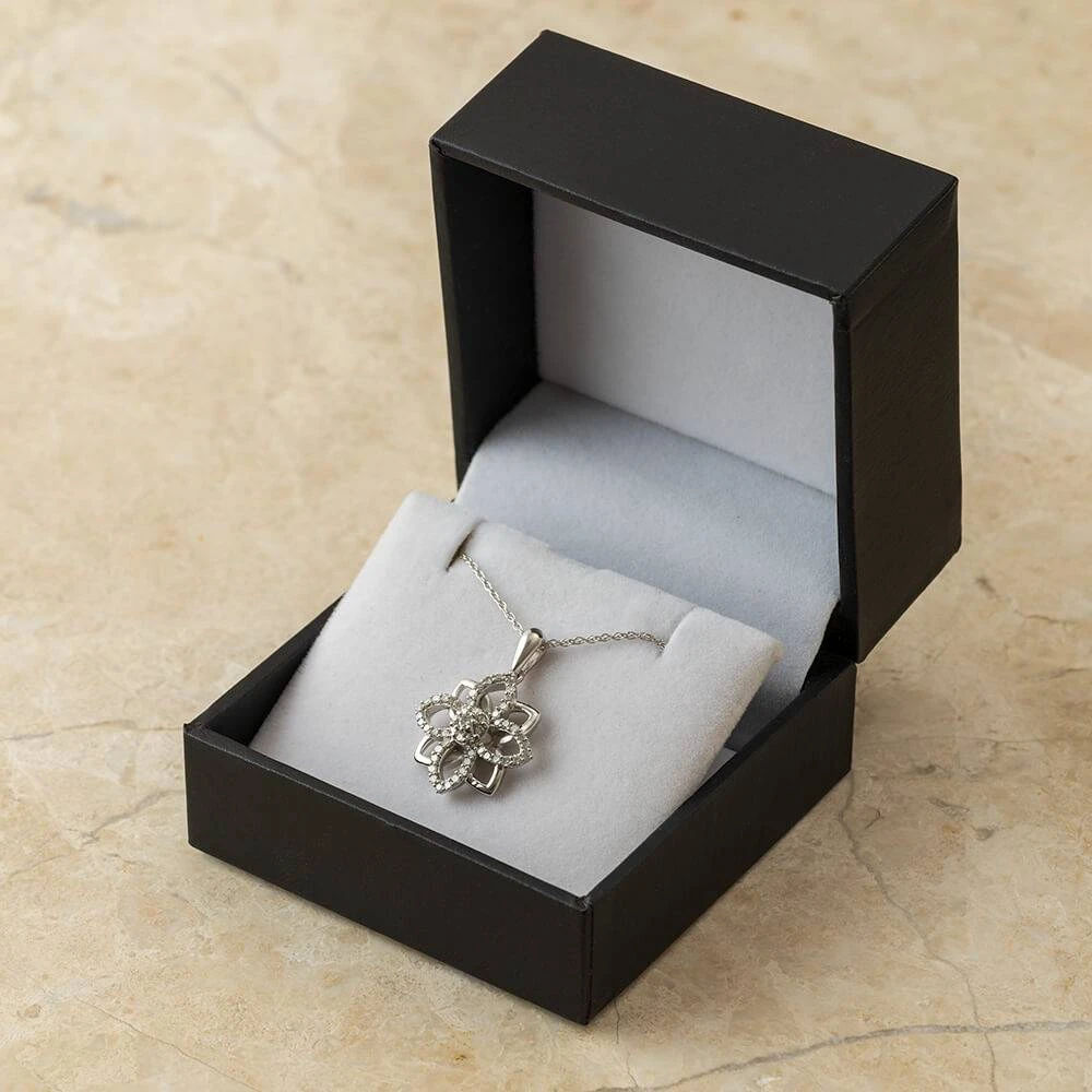 Flower Pendant Necklace With Diamond Accents 7 Flower Pendant Necklace With Diamond Accents - Image 5