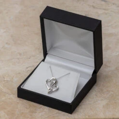 Double Heart Infinity Necklace, Silver -Johan Jewelry Shop ESHPH017911AAWArt