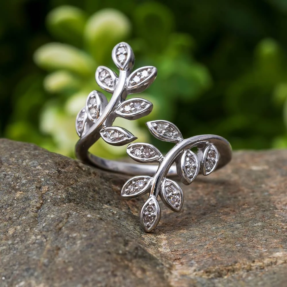Diamond Vine Statement Ring, Nature Ring 8 Diamond Vine Statement Ring, Nature Ring - Image 6