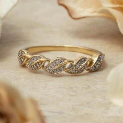 Stackable Wedding Band With Diamond Leaf Design -Johan Jewelry Shop ESHRU202561ArtCropped 3