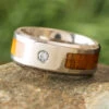 Koa Wood Ring With Cubic Zirconia, 8mm Polished Finish-SI1517 1 Koa Wood Ring With Cubic Zirconia, 8mm Polished Finish-SI1517 -Johan Jewelry Shop ESI1517ArtCropped 1