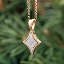 Genuine Gibeon Meteorite Starburst Gold Pendant Necklace