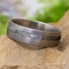 Genuine Meteorite & Brushed Titanium Ring -Johan Jewelry Shop ESIG3067ArtCropped 1