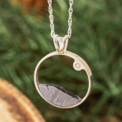 Dainty Meteorite Moonscape Necklace In Silver