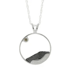 Dainty Meteorite Moonscape Necklace In Silver -Johan Jewelry Shop ESIG3078 2