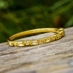 Baguette And Round Cut Bezel Set Diamond Anniversary Band