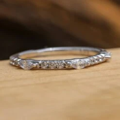Marquise & Round Cut Diamond Half Eternity Anniversary Band