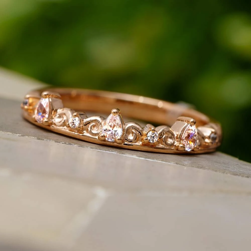 Swirling Anniversary Or Stackable Band With Pear Cut Diamonds 3 Swirling Anniversary Or Stackable Band With Pear Cut Diamonds
