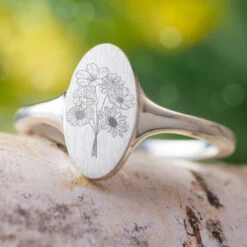 Birth Flower Signet Ring For New Moms 18 Birth Flower Signet Ring For New Moms -Johan Jewelry Shop EST57814ArtCropped 10