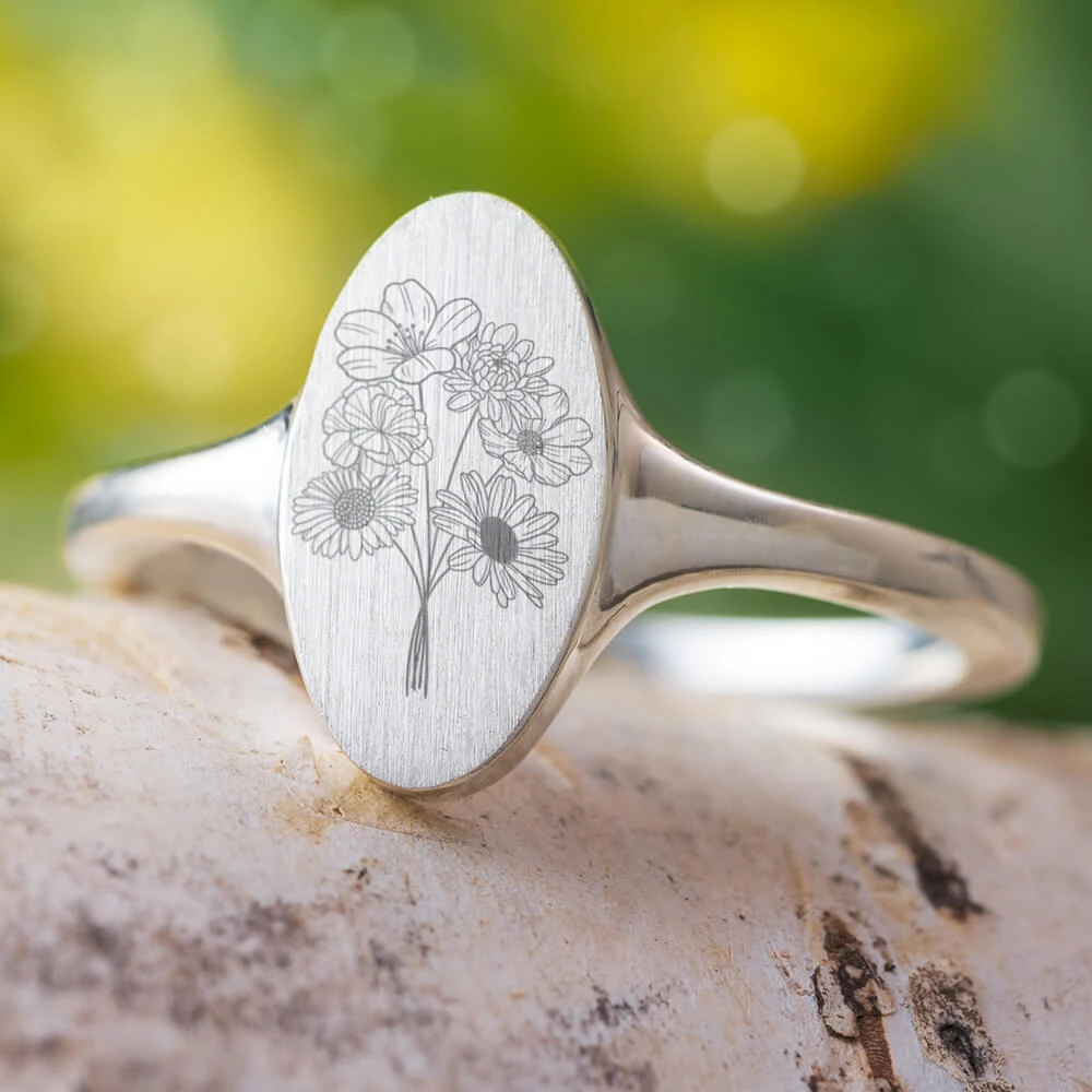 Birth Flower Signet Ring For New Moms 9 Birth Flower Signet Ring For New Moms - Image 7