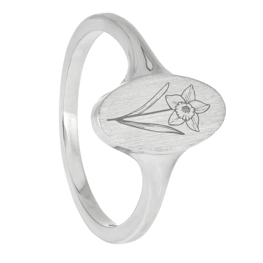 Birth Flower Signet Ring For New Moms 4 Birth Flower Signet Ring For New Moms - Image 2
