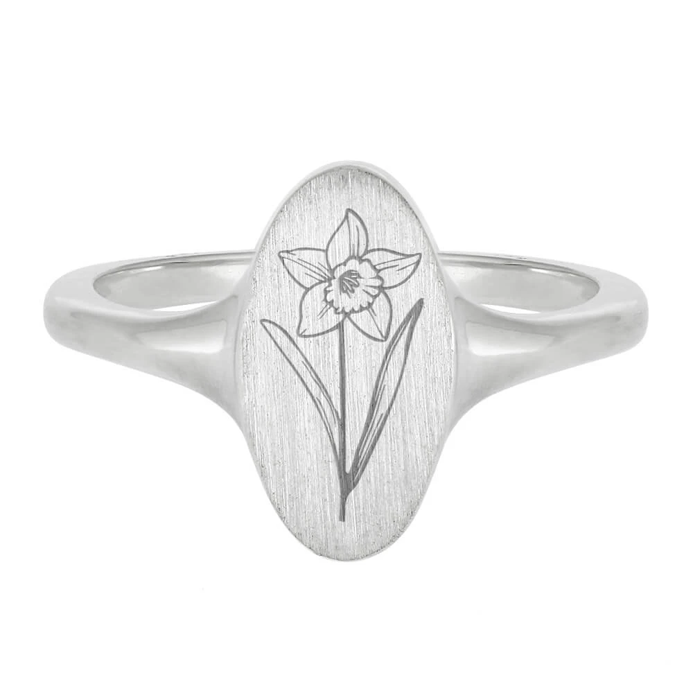 Birth Flower Signet Ring For New Moms 7 Birth Flower Signet Ring For New Moms - Image 5