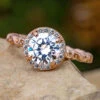 Round Cut Moissanite Halo Engagement Ring With Swirled Band -Johan Jewelry Shop EST699 25MArtRGDecemberCropped 1 3