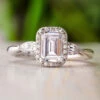 Emerald Cut Moissanite Halo Engagement Ring 1 Emerald Cut Moissanite Halo Engagement Ring -Johan Jewelry Shop EST711 27WGArt2Cropped 7 8