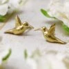 Gold Hummingbird Stud Earrings -Johan Jewelry Shop EST87757ArtCropped 4 7