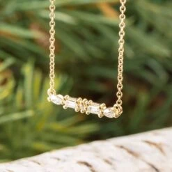 Natural Diamond Bar Necklace