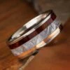 Meteorite Ironwood And Copper Ring In Titanium Band -Johan Jewelry Shop E 1134 Art 12