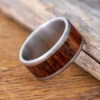 Titanium Wedding Ring With Marble Wood Inlay, Beveled Edge Profile 1 Titanium Wedding Ring With Marble Wood Inlay, Beveled Edge Profile -Johan Jewelry Shop E 1160 Art August Cropped 4