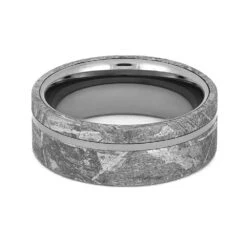 Tungsten Wedding Band With Gibeon Meteorite -Johan Jewelry Shop E 1206 New 4