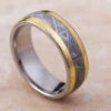 Titanium Meteorite Men's Ring With Gold Pinstripes