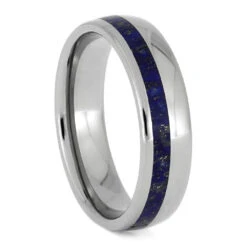 Lapis Lazuli Ring, Titanium Wedding Band With Round Profile -Johan Jewelry Shop E 1555 1