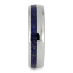 Lapis Lazuli Ring, Titanium Wedding Band With Round Profile -Johan Jewelry Shop E 1555 2