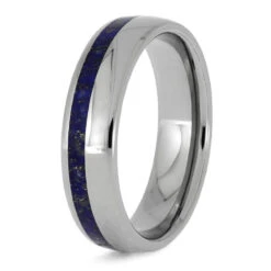 Lapis Lazuli Ring, Titanium Wedding Band With Round Profile -Johan Jewelry Shop E 1555 3