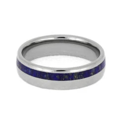 Lapis Lazuli Ring, Titanium Wedding Band With Round Profile -Johan Jewelry Shop E 1555 4